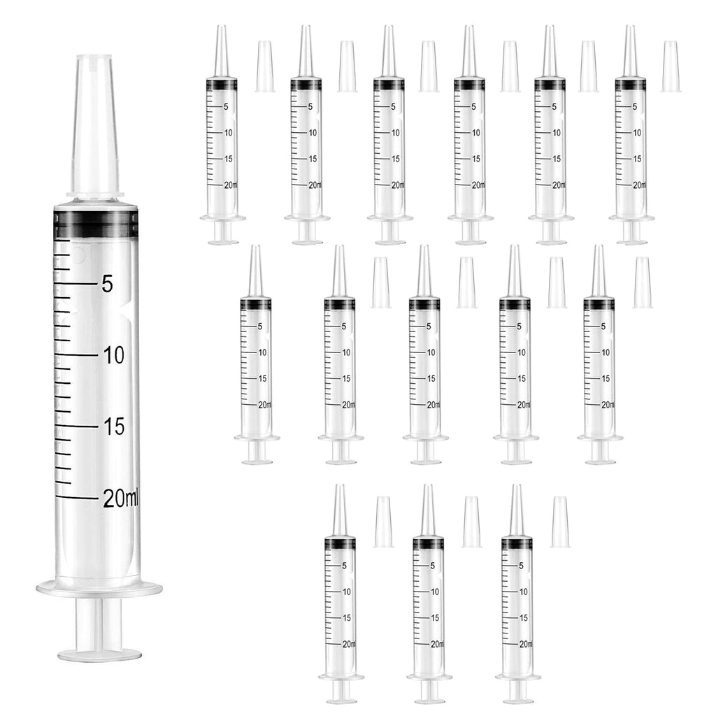 JIAYU 20ML 15PCS Plastic Syringe with Cap Individually Sealed,Liquid Measuring Syringe Suitable for Industrial Scientific Labs,Measuring (20ml 15pcs) 15.0
