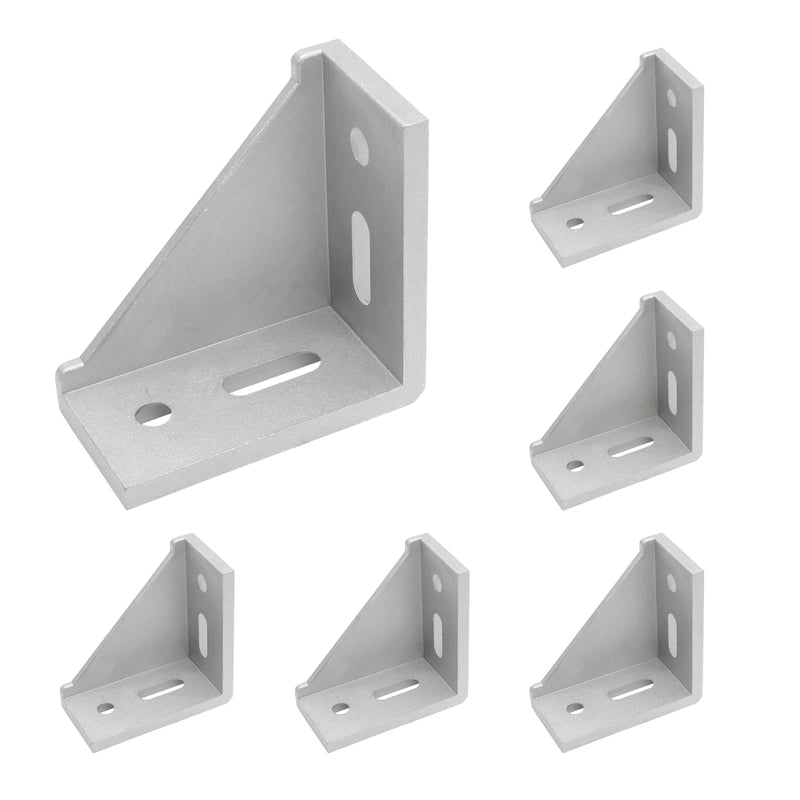 Qjaiune 6Pcs 4040 Inside Corner Bracket Gusset, Silver 4080 Aluminum Extrusion Brackets, Aluminum L Bracket Connector for 4040 Series Aluminum Extrusion Profile with Slot 8mm 4040 Seriess, Bracket Only
