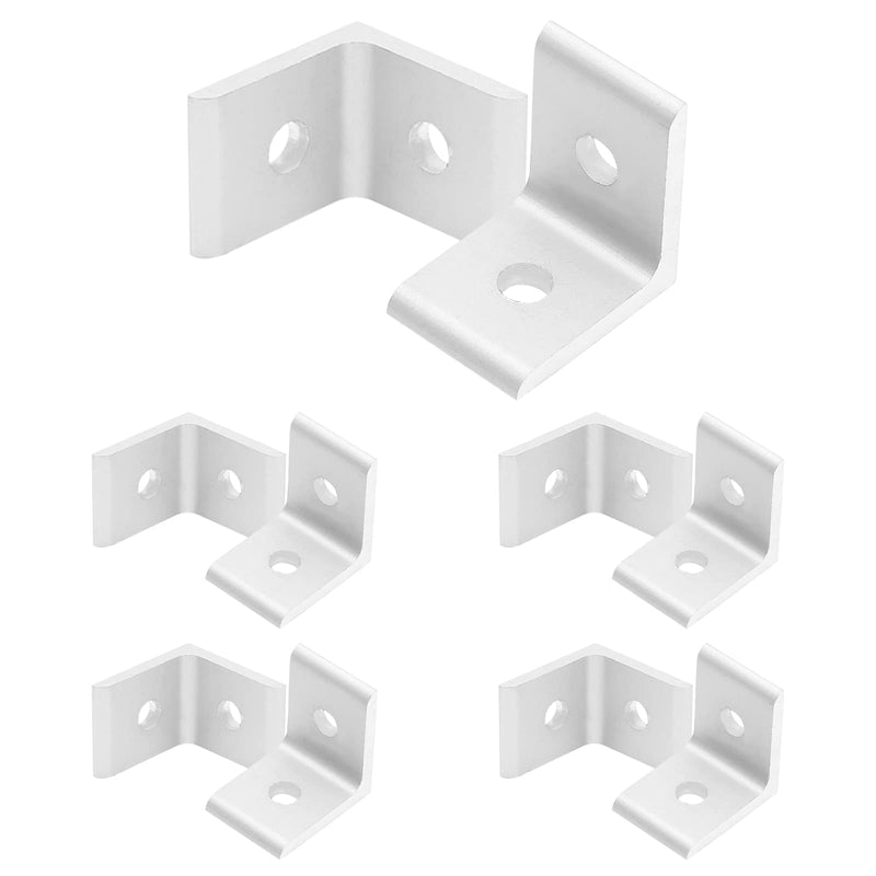 Qjaiune 10Pcs 3030 Inside Corner Bracket Gusset, Silver 3060 Aluminum Extrusion Brackets, 2 Hole Aluminum L Bracket Connector for 3030 Series Aluminum Extrusion Profile with Slot 6mm