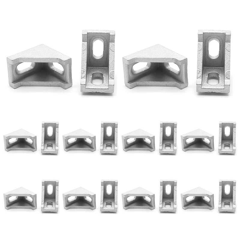 Qjaiune 20Pcs 2028 Inside Corner Bracket Gusset, Silver 20x28 Aluminum Extrusion Brackets, Aluminum L Bracket Connector for 2020 Series Aluminum Extrusion Profile with Slot 6mm 2028 Seriess, Bracket Only