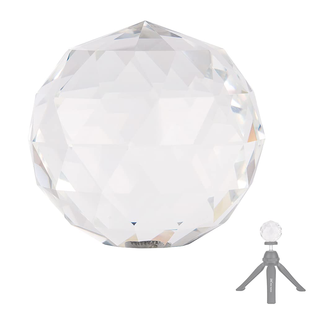 KIWIFOTOS K9 Clear Glass Crystal Ball Prism, 60mm Diameter Glass Ball with 1/4"-20 Female Thread + Storage Pouch + Microfiber Cleaning Cloth