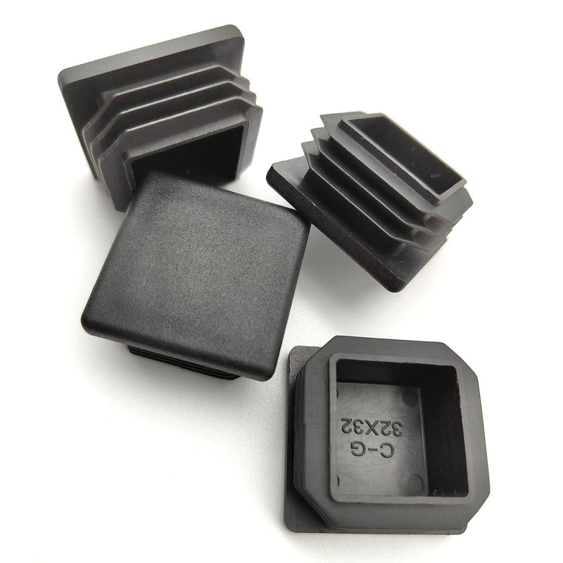 CaSuTong 16 Pack 1 1/4 Inch Square Black Plastic Plug,Tubing End Cap,Glide Insert Furniture Finishing Plug for Square Metal Tube 1 1/4 inch-16pcs