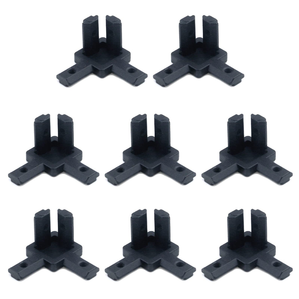 Coshar 8Pack 2020 Series 3 Way End Corner Bracket Connector with Screws for 6mm T Slot Aluminum Extrusion Profile, Black 2020 Series, 8 sets