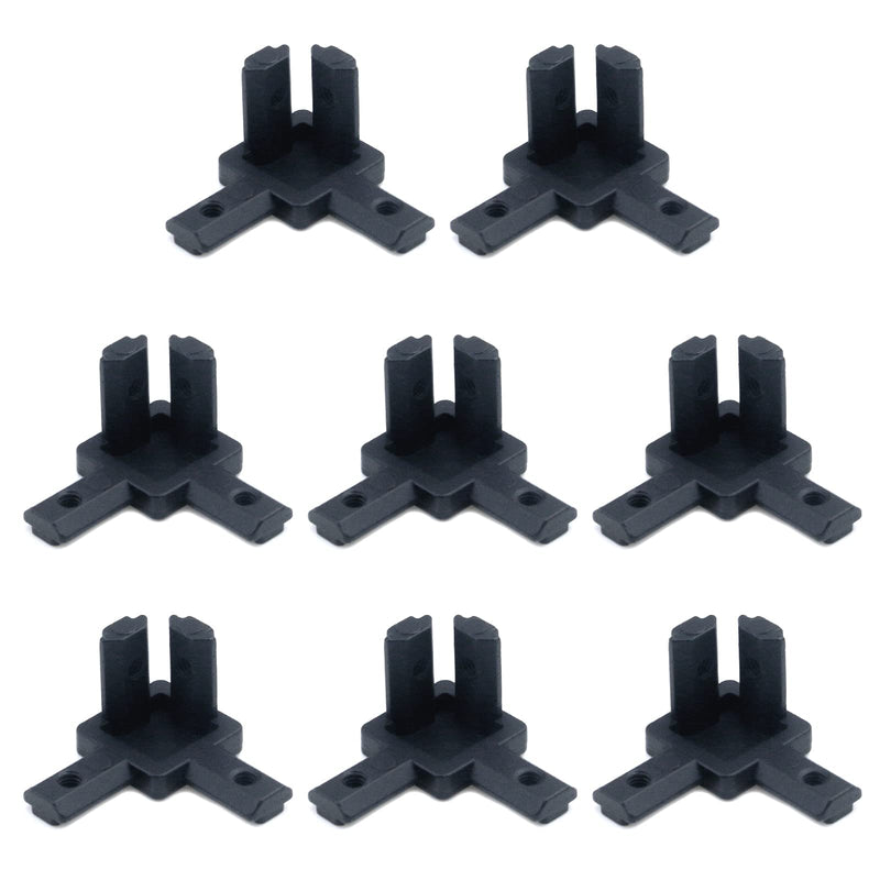 Coshar 8Pack 2020 Series 3 Way End Corner Bracket Connector with Screws for 6mm T Slot Aluminum Extrusion Profile, Black 2020 Series, 8 sets