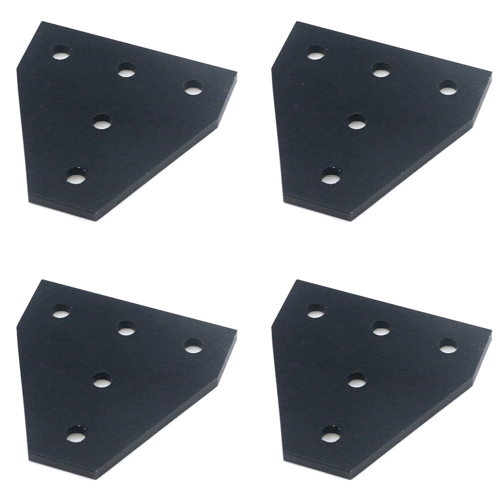 Coshar 4Sets T Shape Joint Corner Bracket Plate Black 5-Hole Outside Plate for 2020 Series 6MM Aluminum Extrusion Profile(M5 T-Slot Nuts and M5 Screws Included)