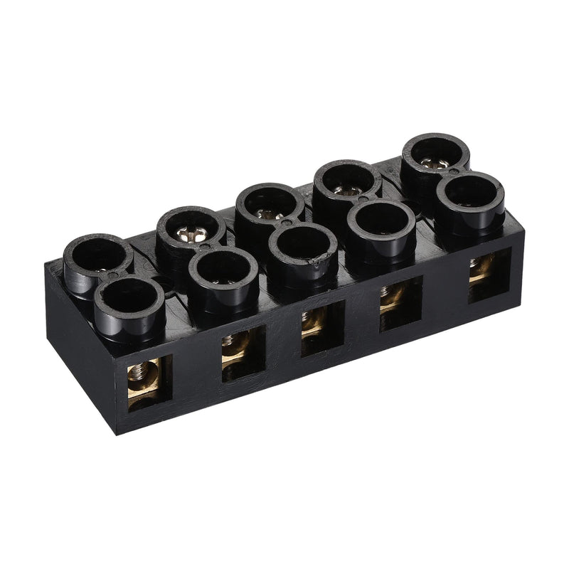 MECCANIXITY Terminal Block 500V 60A Dual Row 5 Positions Screw Electric Barrier Strip 3 Pcs