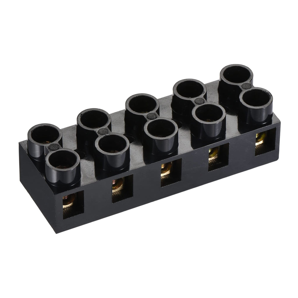 MECCANIXITY Terminal Block 500V 20A Dual Row 5 Positions Screw Electric Barrier Strip 5 Pcs