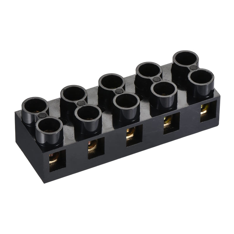 MECCANIXITY Terminal Block 500V 20A Dual Row 5 Positions Screw Electric Barrier Strip 5 Pcs
