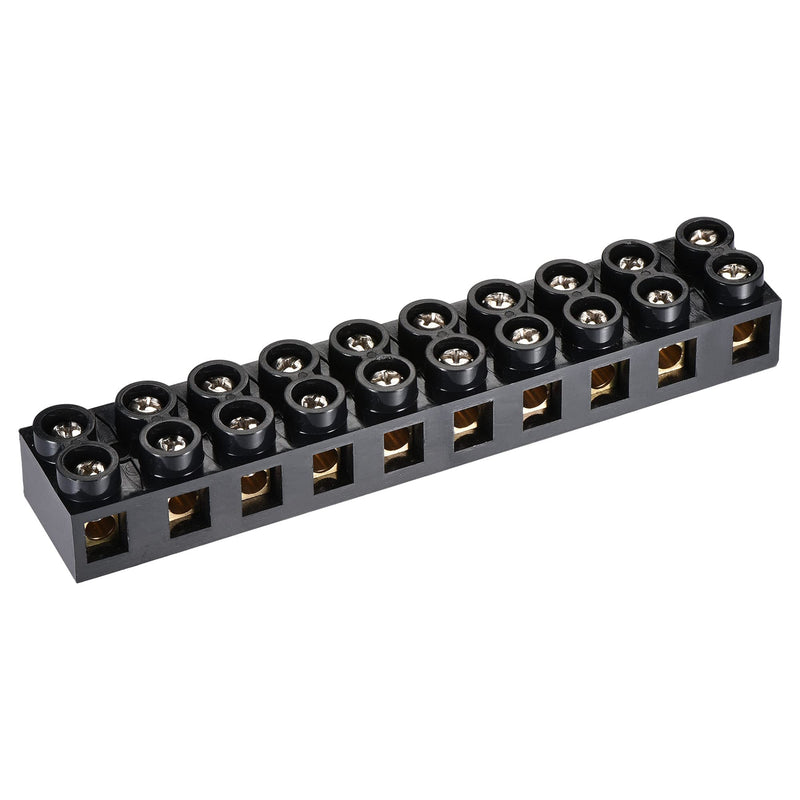 MECCANIXITY Terminal Block 500V 60A Dual Row 10 Positions Screw Electric Barrier Strip