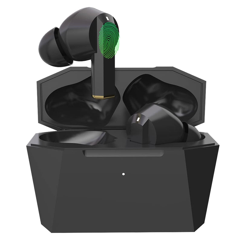 Konnek Stein Wireless Earbuds Bluetooth 5.0 Headphone, Type-C Charging Case 320mAh, Touch Control, Built-in Mic Active Noise Cancelling True Wireless Earbud - Black Medium
