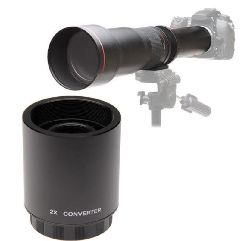 JINTU 2X Teleconverter Lens Camera Lenses Converter Adapter for 420-800mm 650-1300mm 500mm T-Mount Telephoto Lenses
