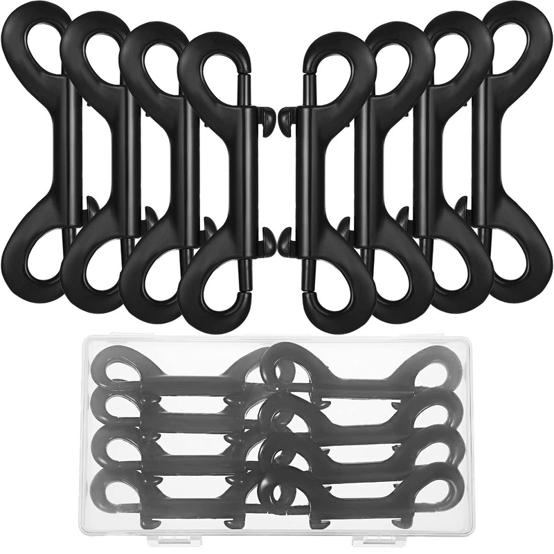 Double Ended Snap Hooks Bolt Snaps Heavy Zinc Alloy Multipurpose Double Sided Clips Chain Metal Clip Key Holder Black Snap Hooks for Water Bucket Dog Leash Feed Buckets (8 Pieces, 3.5 Inches) 8