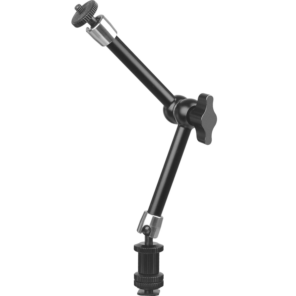 ChromLives 11 Inch Magic Arm Adjustable Articulating Friction Camera Arm W/ 1/4" Thread Screw and Hot Shoe Mount Compatible with DSLR Camera Rig, LED Lights, Flash Light, LCD Monitor Steel Magic Arm