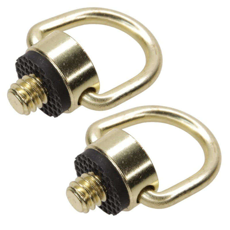 Foto&Tech Stainless Steel 1/4"-20 Rubber Padded D Ring Screw, D-Shaped Ring Camera Sling Screw for Shoulder Straps, Wrist Straps, Selfie Sticks, Gimbals (2 Pieces, Gold) 2 Pieces