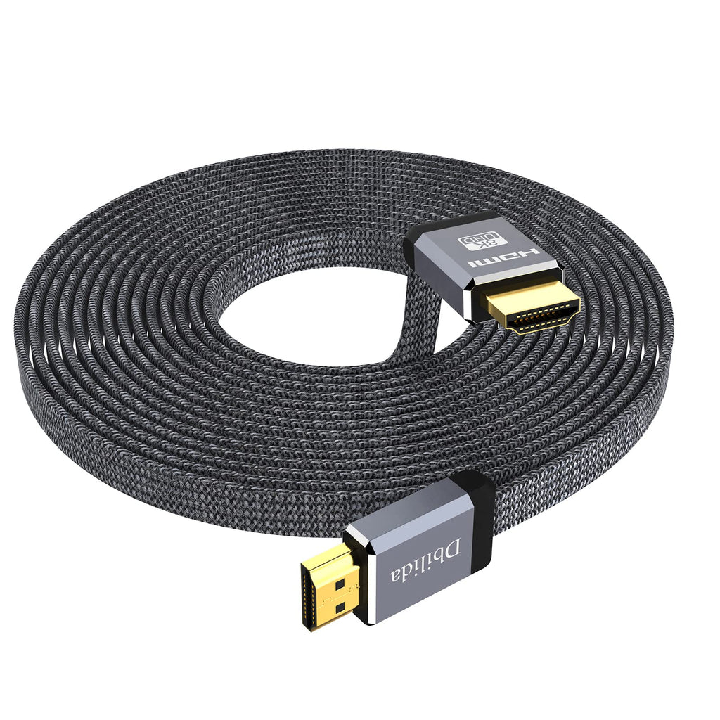 8K Flat HDMI Cable 6.6ft 2Pack, Dbilida Nylon Braided HDMI 2.1 Cable Supports 4K@120Hz, 8K@60Hz, 48Gbps eARC, Dynamic HDR, HDCP 2.2 & 2.3 Compatible with DTS:X, Dolby Vision, PS5/PS4, X-Box Series X 6Feet-2Pack