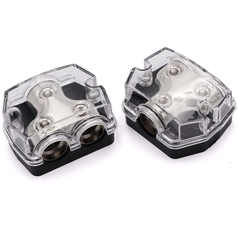 2PCS TuoLauthon 2 Way Power Distribution Block 1x0GA in / 2x 0GA Out Circuit Protector Distribution Connecting Blocks for Car Audio Splitter 1in&2out