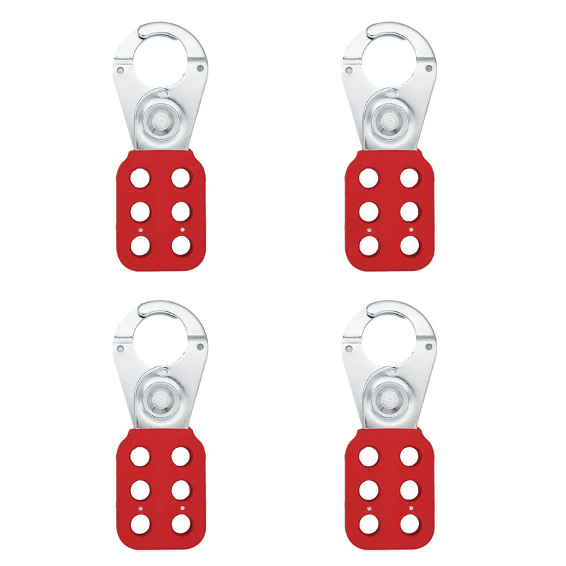 SAWISPHY Lockout Tagout Hasps for Lock Out Devices Loto Safety Supply 4 Pack 1 inch Jaw Diameter Steel Padlock Hasp