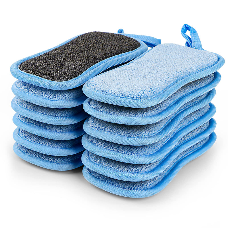 12 Pack Multi-Purpose Scrub Sponges Kitchen, Dish Sponges for Efficiently Cleaning Dishes, Pots and Pans and More (Blue)