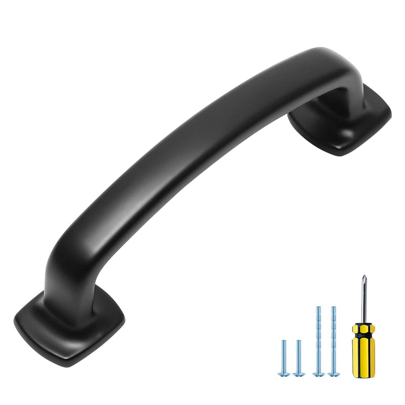 [AUSTRALIA] - Ravinte Arch Cabinet Pulls Solid 10 Pack 3 Inch Matte Black Kitchen Cabinet Handles Flat Square Foot Curved Drawer Pulls Hardware for Kitchen Cabinet 3 inch hole center 