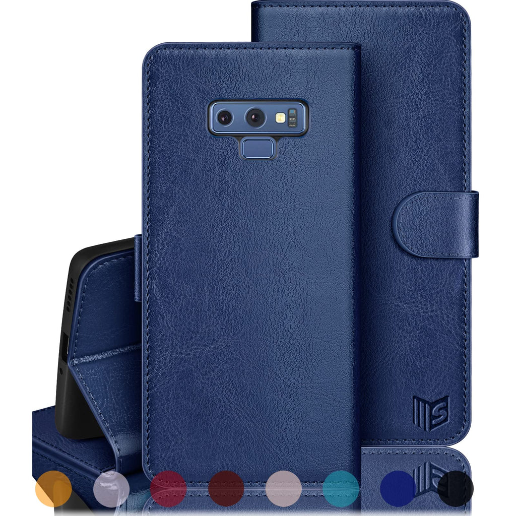SUANPOT for Samsung Galaxy Note 9 with RFID Blocking Leather Wallet case Credit Card Holder, Flip Folio Book Phone case Cellphone Cover for Women Men Samsung Galaxy Note 9 case Wallet (Blue) Blue