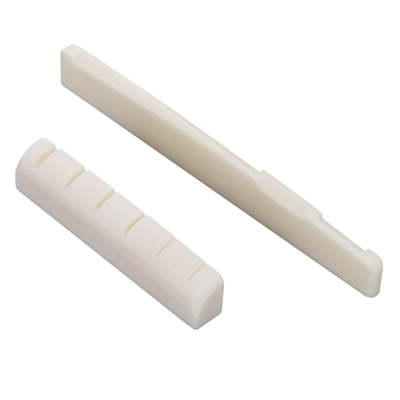 1 Sets 2pcs Left handed 6 String Acoustic Guitar Bone Bridge Saddle and Nut Set Made of Real Bone 43x6x9/72x3x9mm