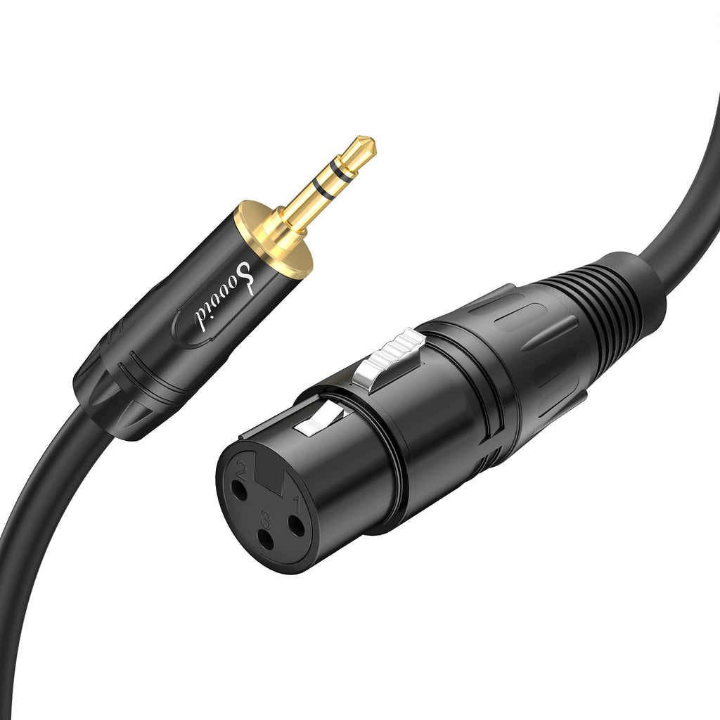 Sovvid XLR Cable to 1/8Inch 3.5mm - 3FT XLR Female to 3.5mm Male Microphone Cable Cord Professional TRS Stereo Balanced Cable for iPhone iPad Tablet Laptop and More Black