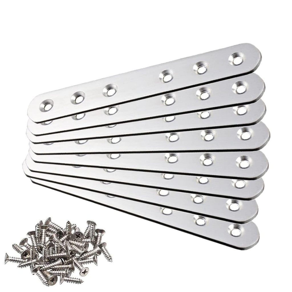 8 Pieces Flat Mending Plate Stainless Steel，7.7 x 0.8inch Flat Straight Brace Brackets,Mending Joining Plates Repair Fixing Bracket Connector，Screws Included (Y-7.8*0.8inch)