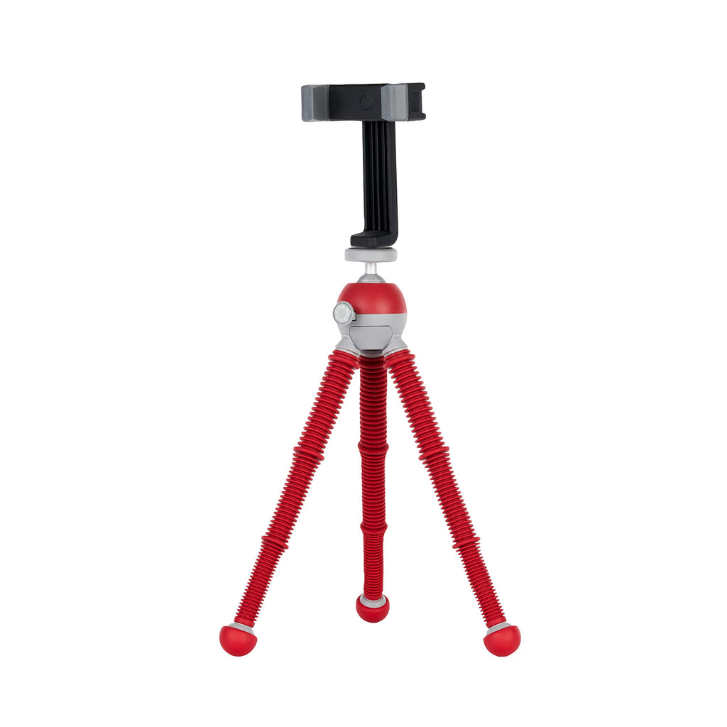 JOBY PodZilla Medium Kit, Tripod for Smartphones and Compact Mirrorless Cameras, Flexible Tripod with Ball Head Included and GripTight 360 Phone Mount, Devices up to 1 Kg, Red Medium Kit Red