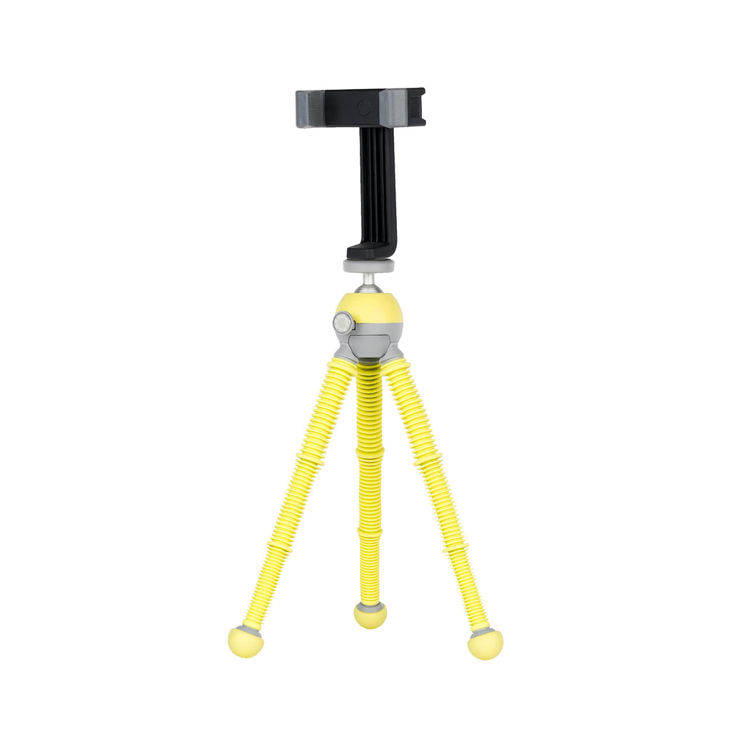JOBY PodZilla Medium Kit, Tripod for Smartphones and Compact Mirrorless Cameras, Flexible Tripod with Ball Head and GripTight 360 Phone Mount Included, Devices up to 1 Kg, Yellow Medium Kit Yellow