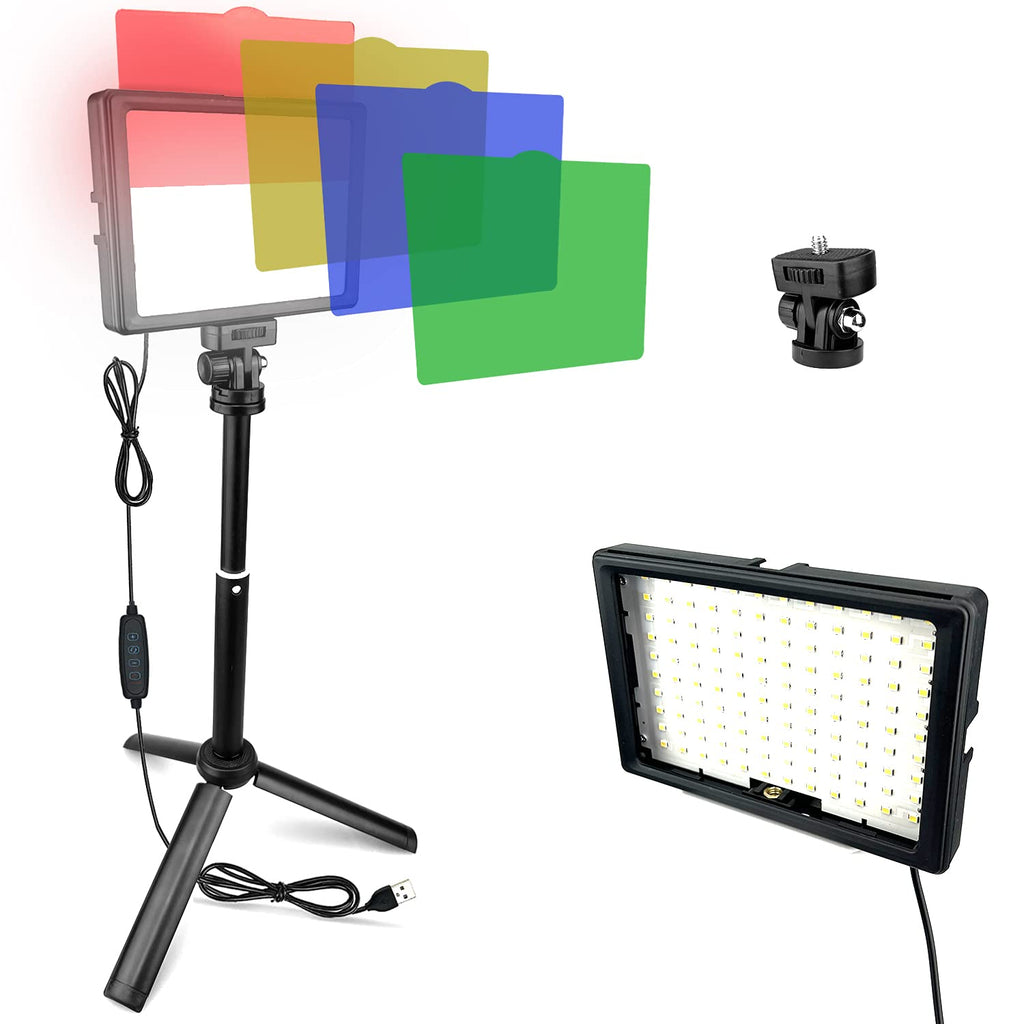 Acuvar Ultra Bright 120 LED Video & Photo Dimmable Light Panel USB 2600K-5600K with Adjustable Tripod & 4 Color Filters for iPhone Android Smartphones DSLR Camcorder Cameras Vlogging