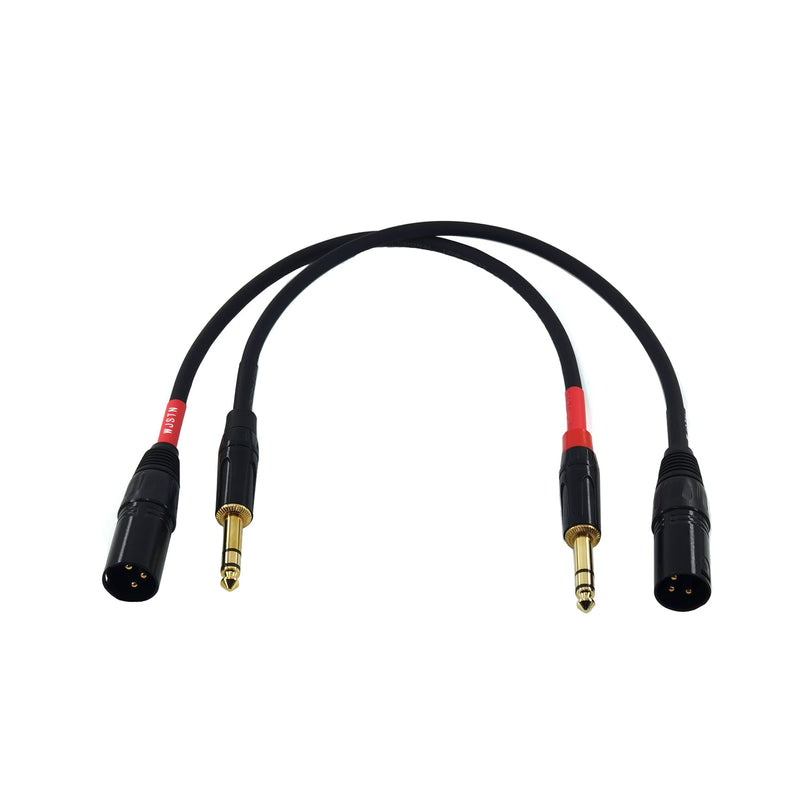 WJSTN-024 XLR to 1/4 TRS Stereo Adapter, 6.35mm Dual Channel to 3-pin XLR （Male）, XLR to 1/4 Stereo Balanced Microphone Stereo Unbalanced Audio Converter AdapterCable (1FT) 1FT