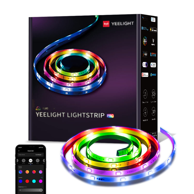 YEELIGHT Smart Led Strip Lights, 6.5 FT RGBIC Led Strip Lights Work with Siri Homekit, Alexa and Google, Color Changing Segmented Control, Game and Music Sync Led Lights for TV, Bedroom, Party Decor 6.5FT