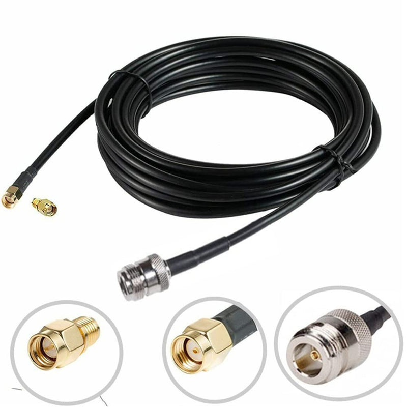 16.4ft Low Loss Coaxial Extension Cable N Female to RP-SMA Female & SMA Male Flexible Communications Coax Cable for Radio LoRa Gateway Nebra RAK Bobcat Helium Hotspot HNT Miner Antenna 16.4ft