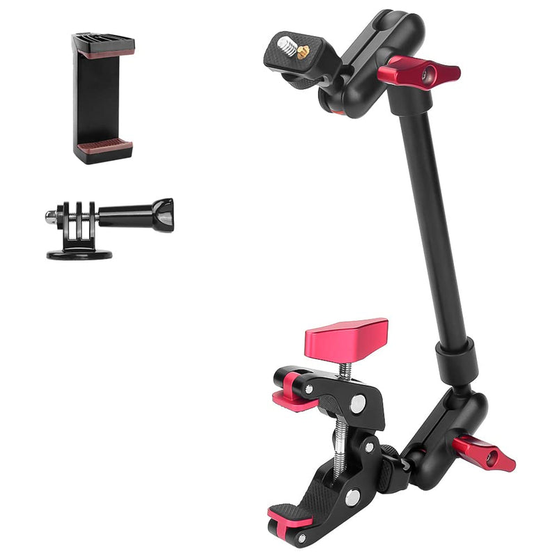 [AUSTRALIA] - JEBUTU Super Clamp with 1/4" and 3/8" Thread and Upgraded One Section 13 inches/34cm Adjustable Articulating Friction Magic Arm with 1/4" Thread Screw for LED Light, Flash Light, Microphone, Monitor One Section Magic Arm 
