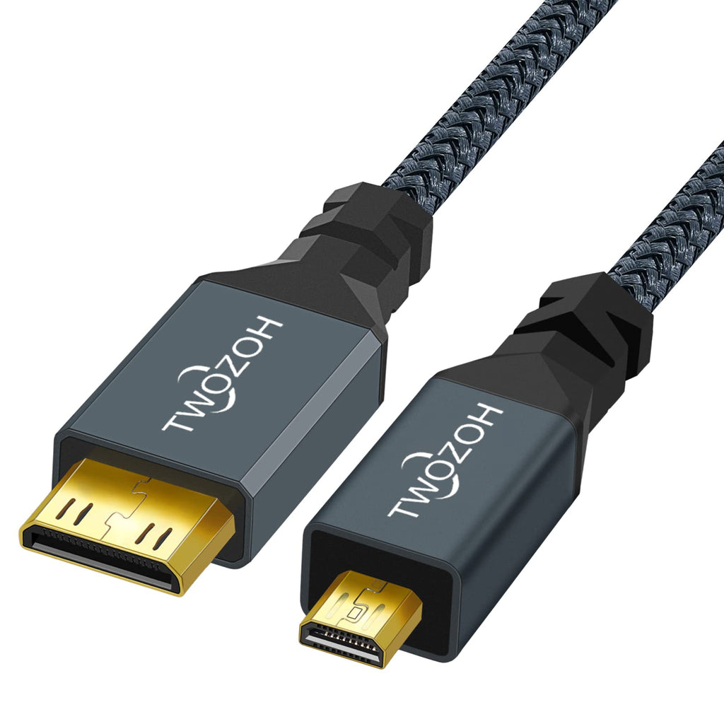 Twozoh Micro HDMI to Mini HDMI Cable, Mini HDMI Male to Micro HDMI Male Cable, Micro HDMI Type D Male to Mini HDMI Type C Male Cable Support 3D/4K 1080p 1.6Ft