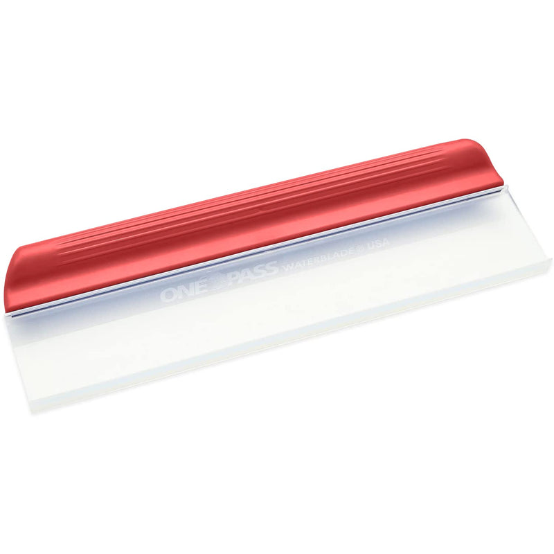 One Pass Classic 12" Waterblade Silicone T-Bar Squeegee Red - Made in USA (Red)