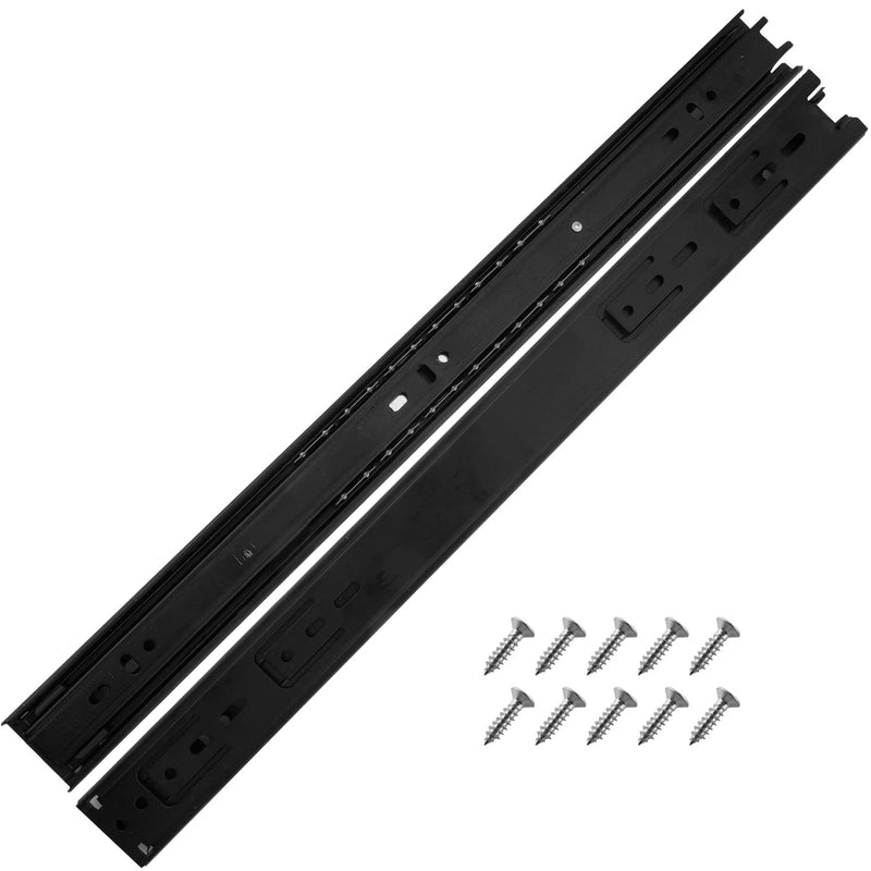 Yinpecly Metal Ball Bearing Side Mount Drawer Slides 18" Cold Rolled Steel for Furniture Drawers Full Extension Ball Bearing Slide Track Rail 100 LB Bearing Capacity Side Mount Black 1pcs
