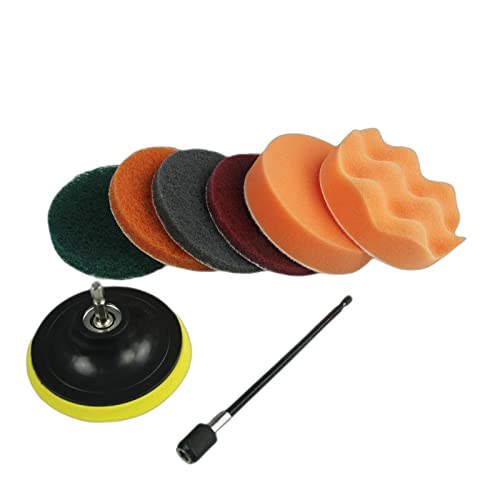 8 PCS of Drill Power Scrubber Brush Scouring Pads Sponge Cleaning Kit - All Purpose Cleaner