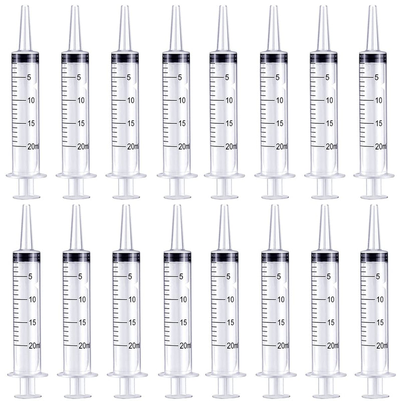 40 Pack 20ml/cc Syringes Individually Sealed Large Plastic Syringe with Measurement for Scientific Labs, Measuring, Refilling, Feeding Pets, Watering Plants, Oil or Glue Applicator (No Needle)