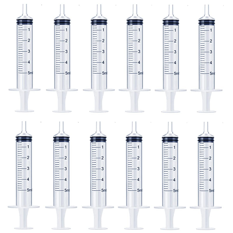50 Packs 5ml Plastic Syringe with Luer Slip Tip Individually Sealed for Feeding Pets, Watering, Scientific Labs, Measuring, Refilling, Oil or Glue Applicator (No Needle)
