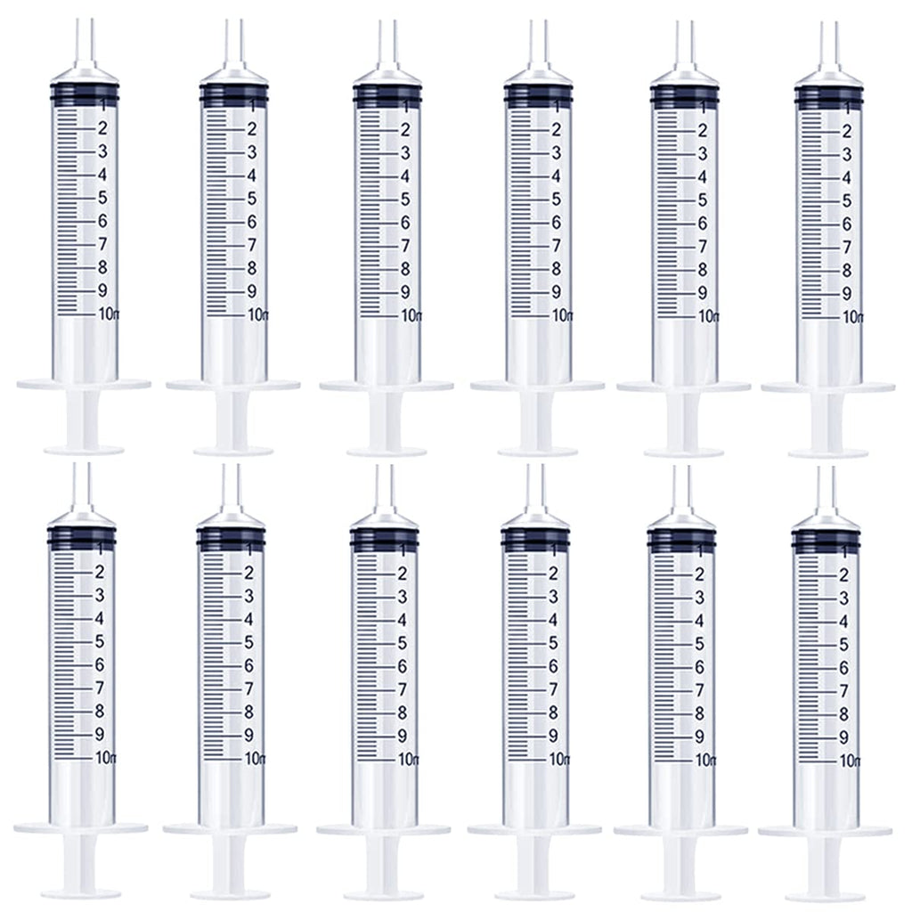 50 Pack 10ml/cc Plastic Syringe Individually Sealed with Measurement for Scientific Labs, Measuring, Refilling, Feeding Pets, Watering Plants, Oil or Glue Applicator (No Needle)