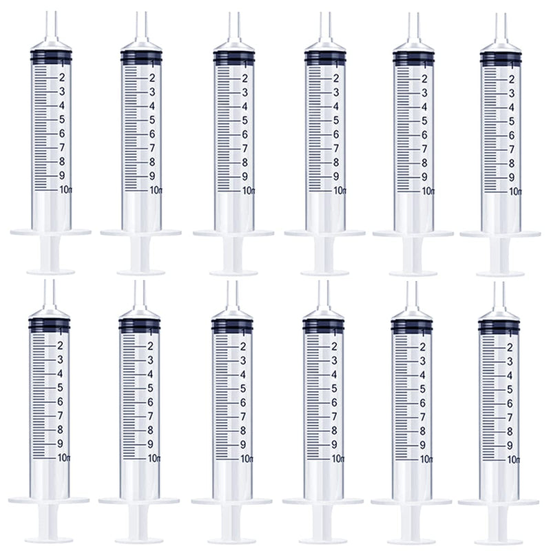 50 Pack 10ml/cc Plastic Syringe Individually Sealed with Measurement for Scientific Labs, Measuring, Refilling, Feeding Pets, Watering Plants, Oil or Glue Applicator (No Needle)