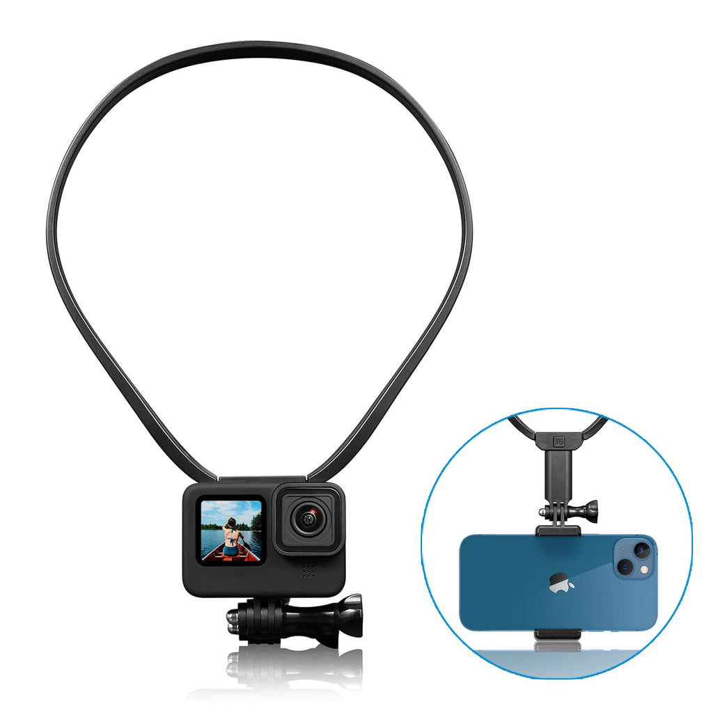 Upgraded Neck Mount for GoPro, POV / VLOG Smartphone Selfie Necklace Holder Extension Strap Mount for Go Pro Max Hero 10 9 8 7 6 5 DJI Osmo Action Insta360 Cell Phone Accessories