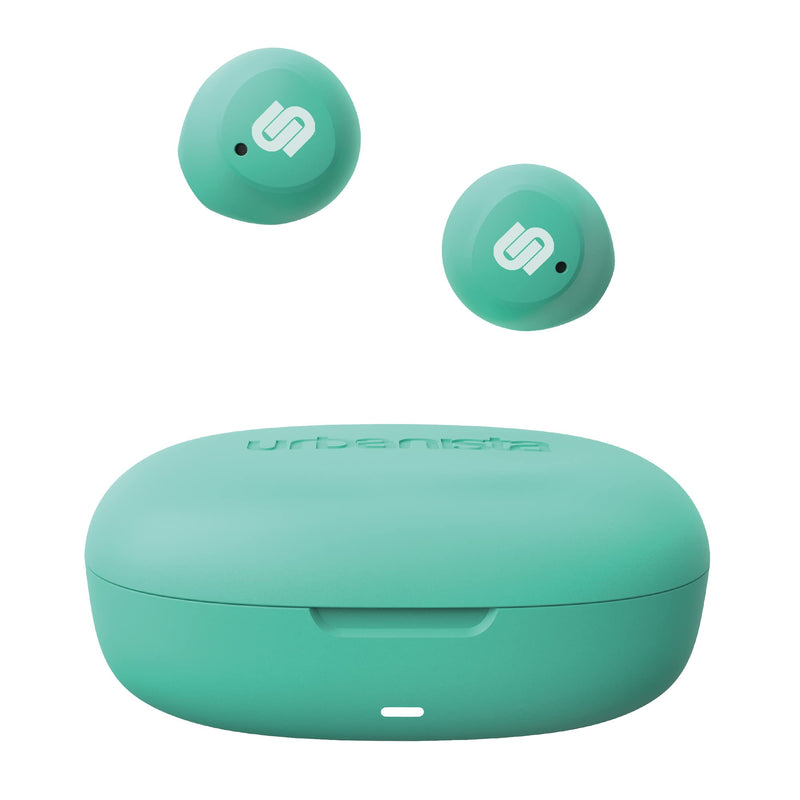 Urbanista Lisbon Wireless Earbuds, Bluetooth 5.2 Enhanced Small Headphones, Touch Controls, 27 Hr Playtime, USB C Fast Charging Case, IPX Sweatproof Headphones for Running, Sports, Mint Green