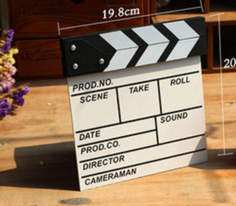 [AUSTRALIA] - zmgmsmh Wooden Clapboard Director Film Movie Cut Action Scene Slateboard Clapper Board Slate (Small-White) Small-White 