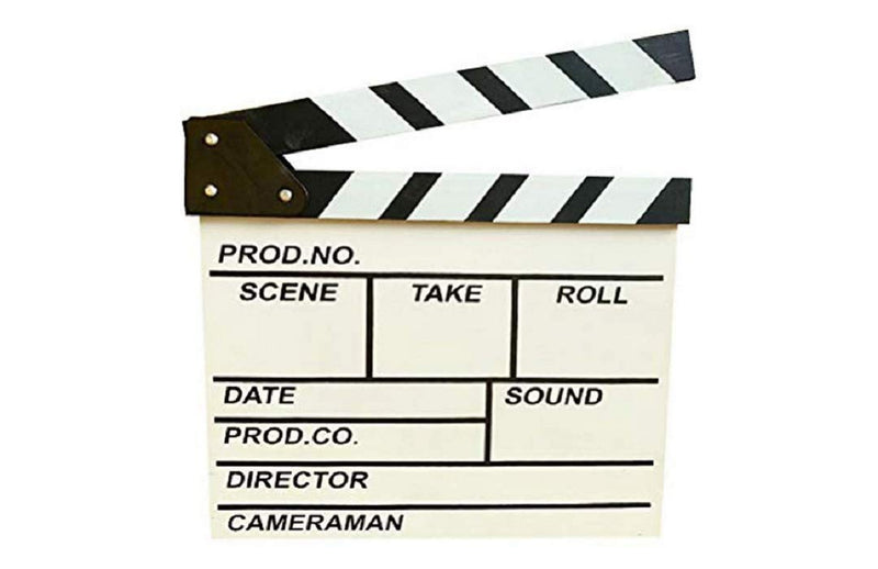 [AUSTRALIA] - zmgmsmh Wooden Clapboard Director Film Movie Cut Action Scene Slateboard Clapper Board Slate (Large-White) Large-White 