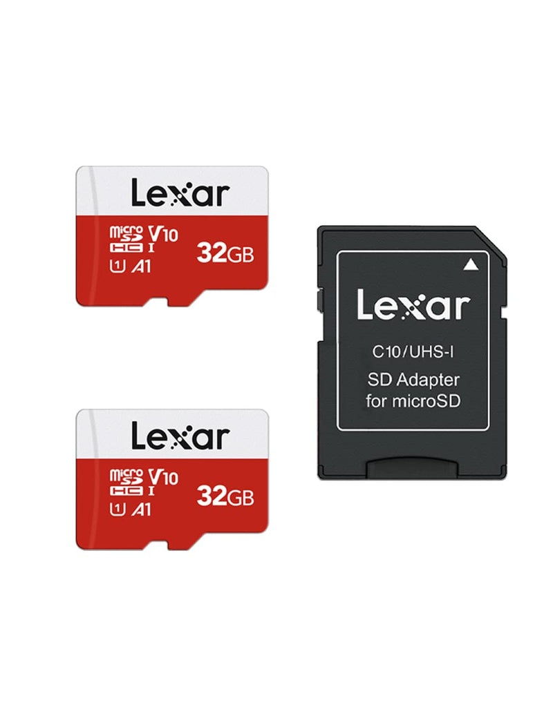 Lexar 32GB Micro SD Card 2 Pack, microSDHC UHS-I Flash Memory Card with Adapter - Up to 100MB/s, U1, Class10, V10, A1, High Speed TF Card (2 microSD Cards + 1 Adapter) 32GB x 2