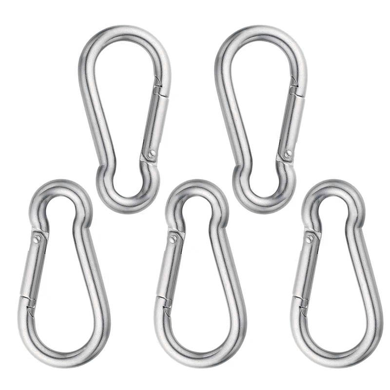 304 Stainless Steel Carabiner Clip 3 Inch Heavy Duty Snap Hook M8 5pcs