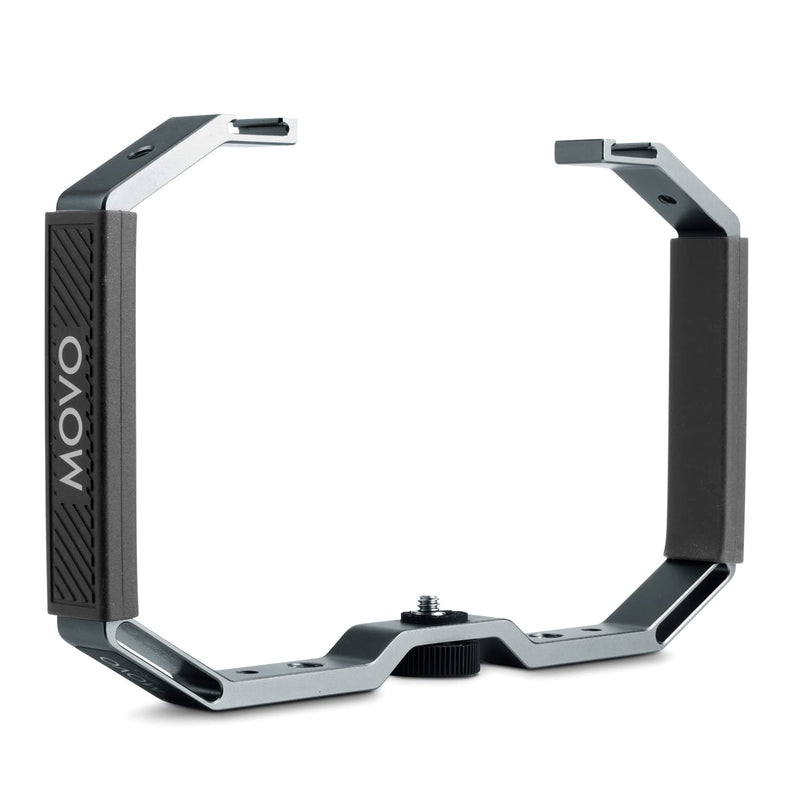 Movo CR-5 Metal Cage Rig Stabilizer for Mirrorless Camera, DSLR, Smartphone - Dual-Grip Handheld Camera Rig - Two Hand Stabilizer for Video and Film Shoots, Sports Videography, Vlogging, and More