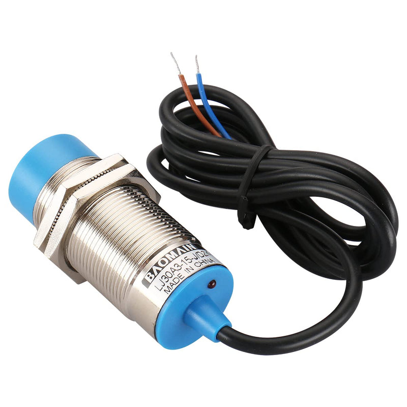 Baomain M30 Non-embedded Inductive Sensor Switch LJ30A3-15-J/DZ Cylindrical Type AC 90-250V 400mA 2 Wire 15mm NC(Normally Closed) CE